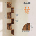 Wall Shelves - 5-tier Brown Corner, side view - House Of Avana
