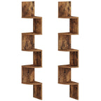 Wall Shelves - 5-tier Brown Corner, angled view - House Of Avana
