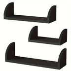 Wall Shelves - Floating Wood Black Set, angled view - House Of Avana [[SKU:HOA-DSH-008]]