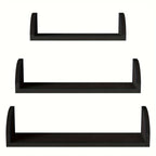 Wall Shelves - Floating Wood Black Set, angled view - House Of Avana [[SKU:HOA-DSH-008]]
