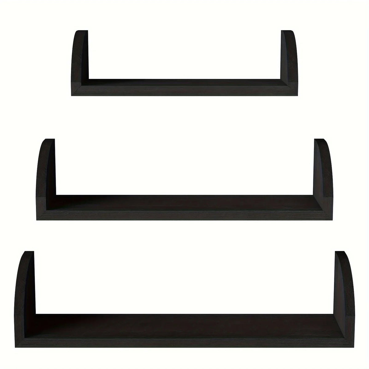Wall Shelves - Floating Wood Black Set, angled view - House Of Avana [[SKU:HOA-DSH-008]]