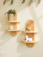 Wall Shelves - Geometric Wooden Natural