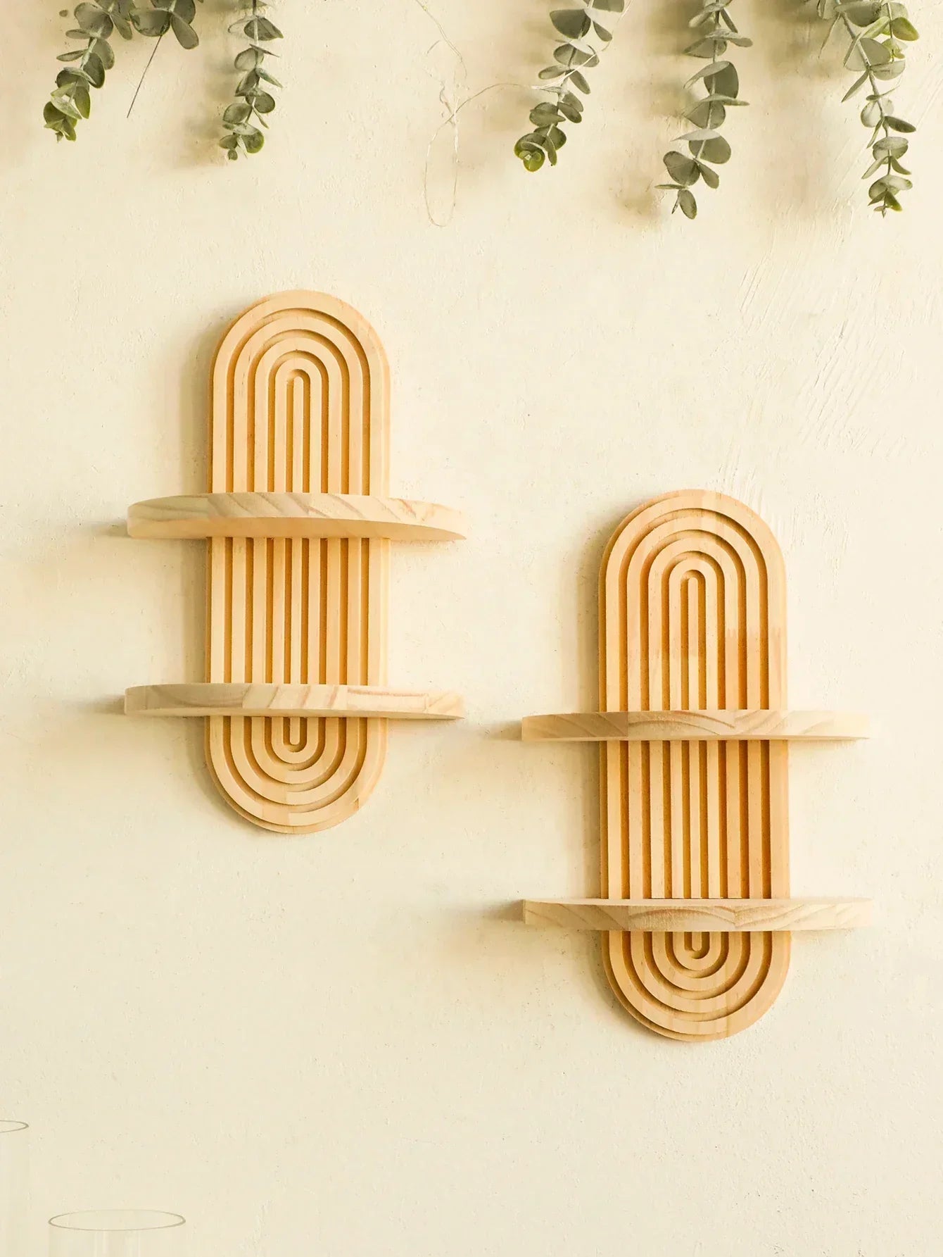 Wall Shelves - Geometric Wooden Natural