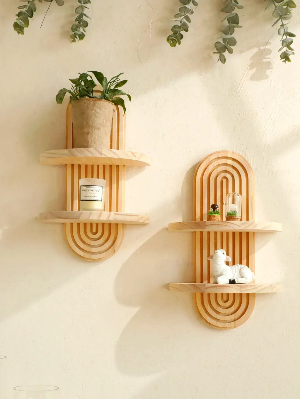 Wall Shelves - Geometric Wooden Natural