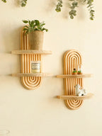 Wall Shelves - Geometric Wooden Natural