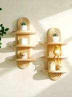 Wall Shelves - Geometric Wooden Natural
