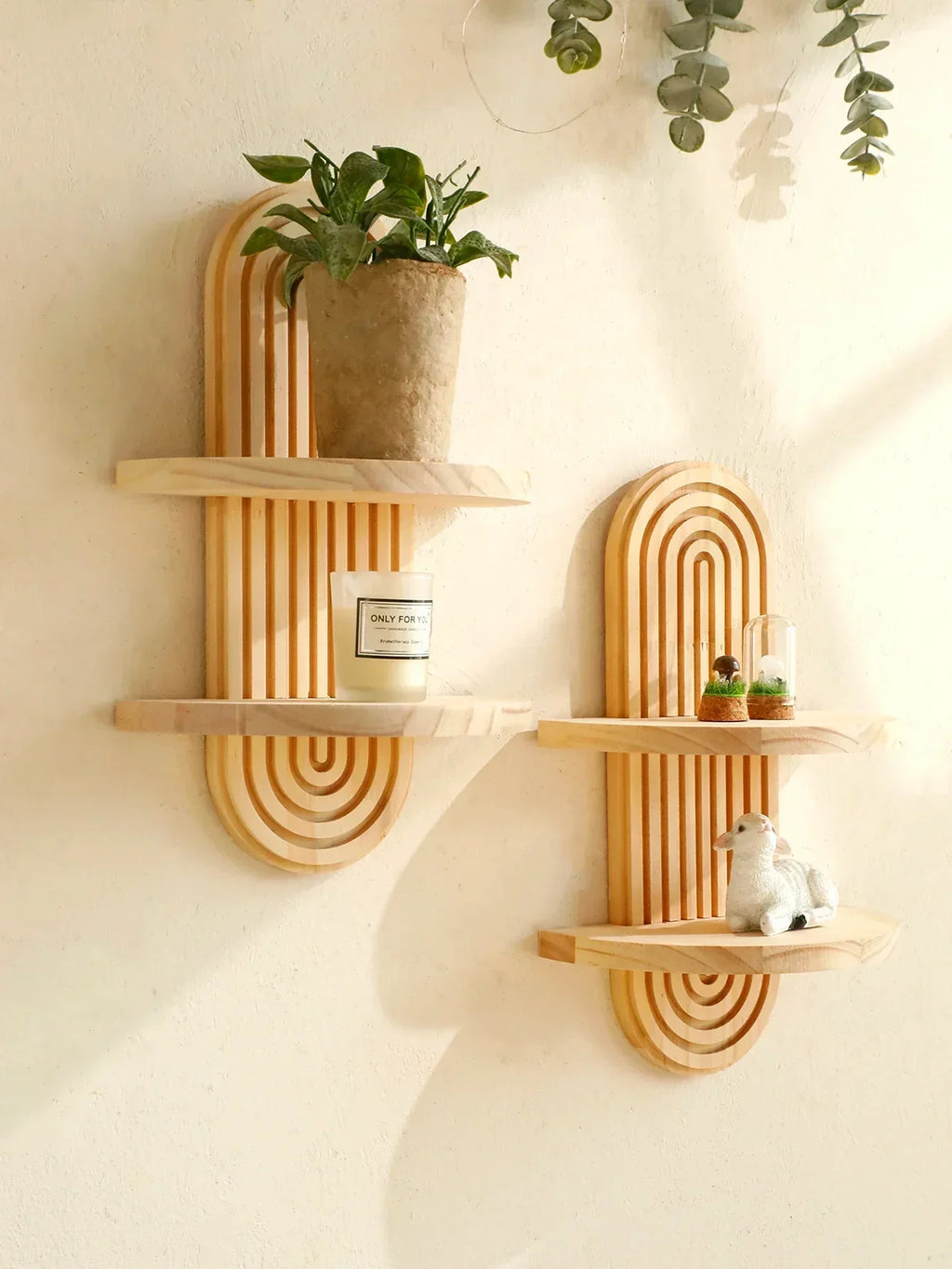 Wall Shelves - Geometric Wooden Natural