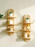 Wall Shelves - Geometric Wooden Natural