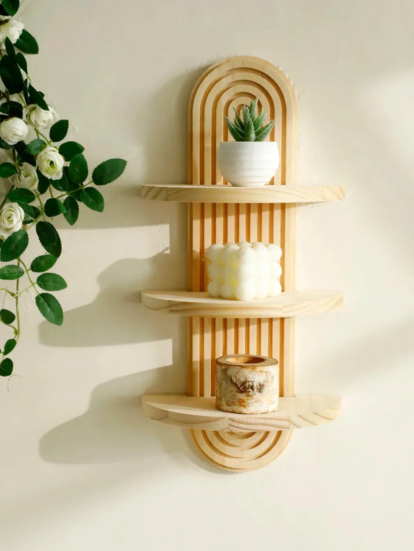 Wall Shelves - Geometric Wooden Natural