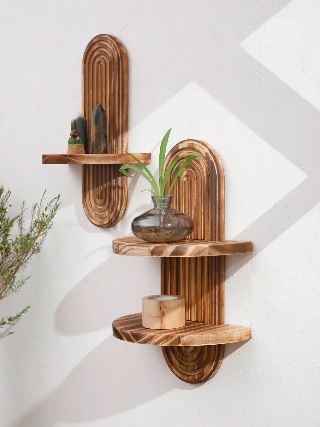 Wall Shelves - Geometric Wooden Natural