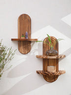 Wall Shelves - Geometric Wooden Natural