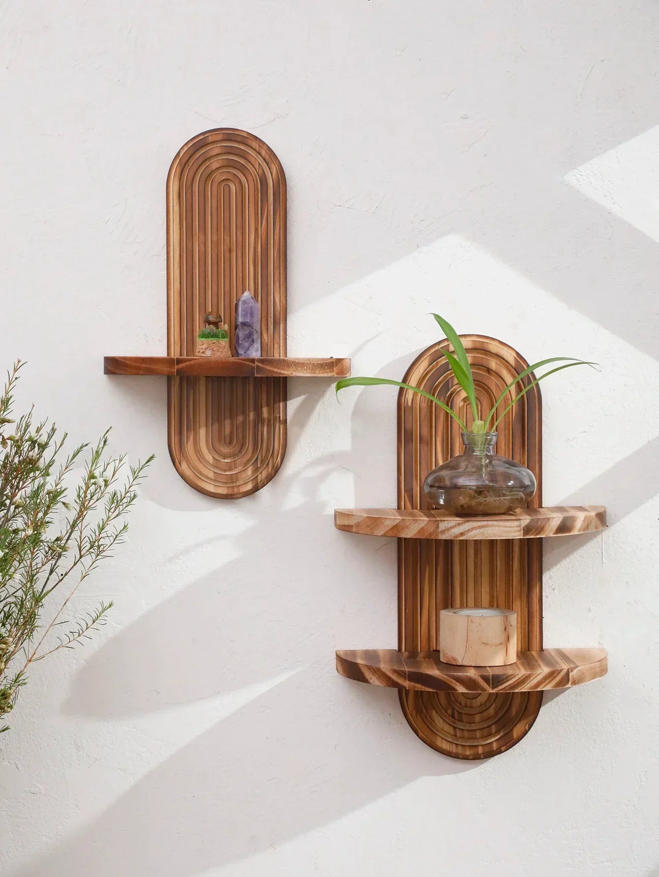 Wall Shelves - Geometric Wooden Natural