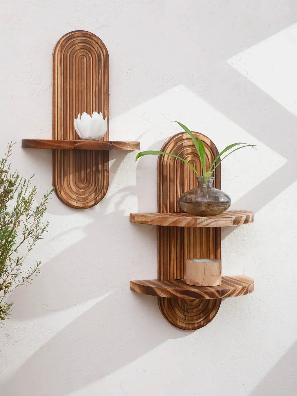 Wall Shelves - Geometric Wooden Natural