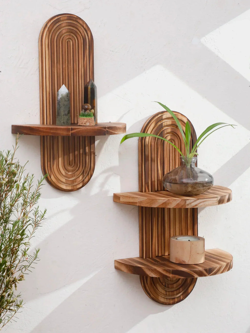 Wall Shelves - Geometric Wooden Natural