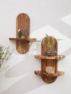 Wall Shelves - Geometric Wooden Natural