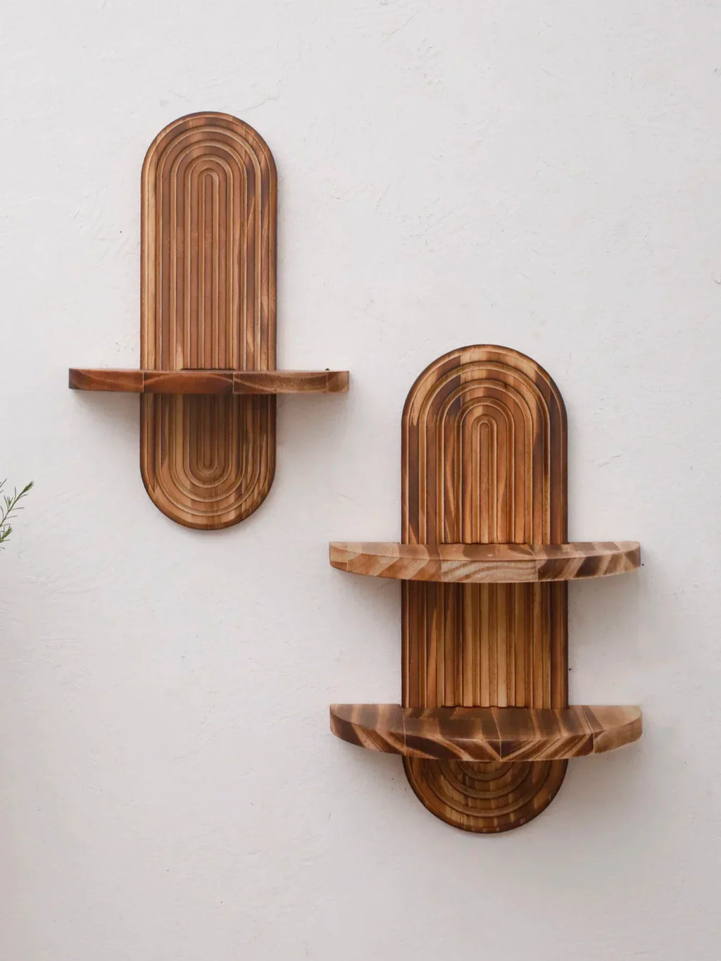 Wall Shelves - Geometric Wooden Natural