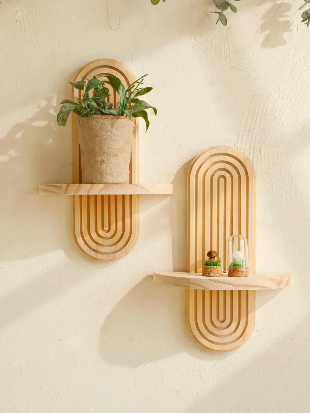 Wall Shelves - Geometric Wooden Natural