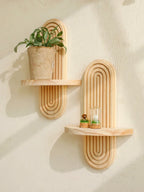 Wall Shelves - Geometric Wooden Natural