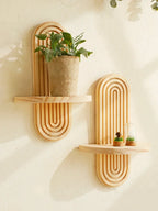 Wall Shelves - Geometric Wooden Natural
