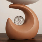 Wavy entryway organizer tray with crystal ball for modern homeowners - brown tray with dark base