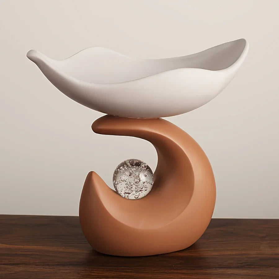 Modern Resin Organizer Tray with Crystal Ball Decoration – Wavy Design Desktop Organizer for Keys, Watches, Glasses – Storage Bowl for Entryway, Office, Dressing Table, Bedside Table, Minimalist Home Decor House Of Avana