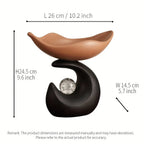 Wavy entryway organizer tray with crystal ball for modern homeowners - brown tray with dark base