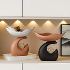Wavy entryway organizer tray with crystal ball for modern homeowners - brown tray with dark base