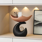 Wavy entryway organizer tray with crystal ball for modern homeowners - brown tray with dark base