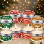 Wax Candle Set with Christmas Scents and Gift Packaging, angled view - House Of Avana