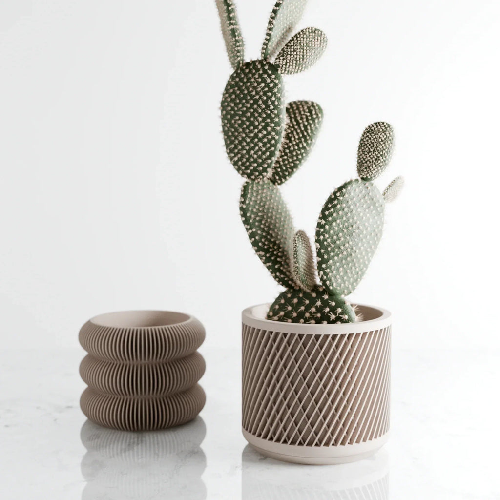 Ceramic Weave Planter with Multilayer Design and Earthy Tone, top view - House Of Avana