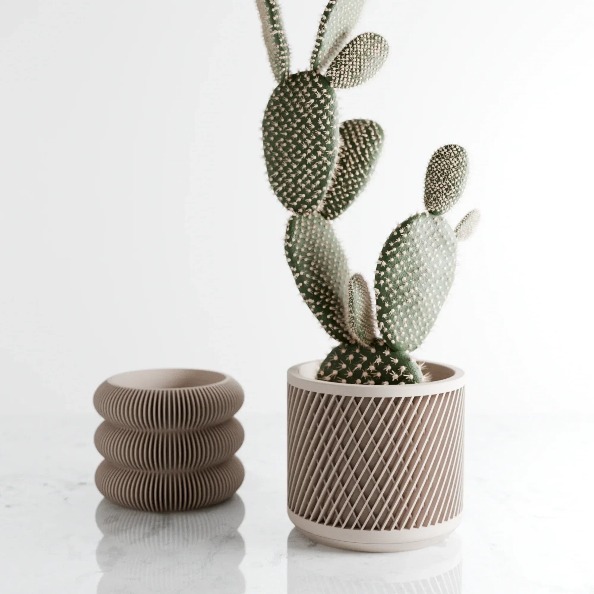 Ceramic Weave Planter with Multilayer Design and Earthy Tone, top view - House Of Avana
