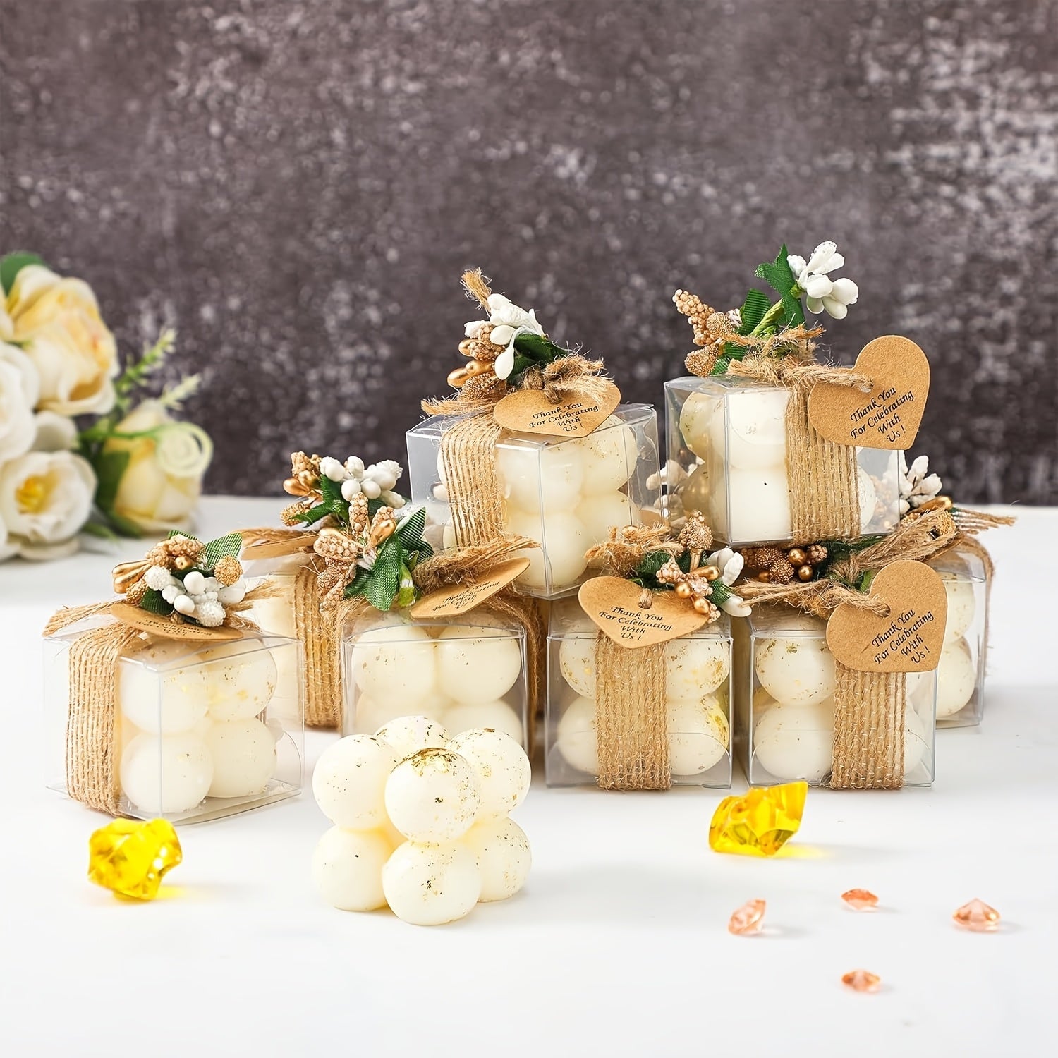 30 Sets 30 Sets Wedding Favors Gift For Guests, 1.6" Mini Bubble Candles Bulk With Thank You Cards Dried Flowers, Small Candles Gift Party Favors Baptism Party Bridal Shower Favors House Of Avana