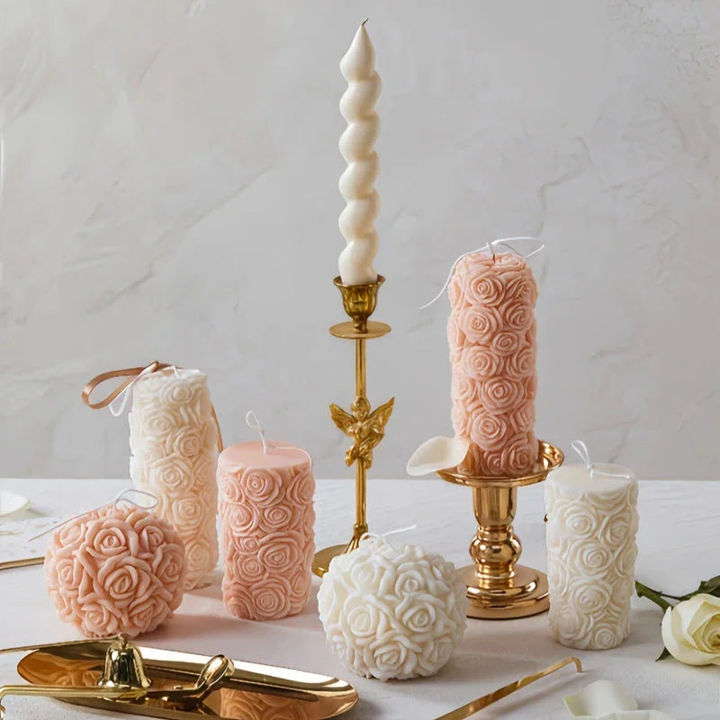 1pc White Soy Wax Rose Flower Candle - Long-Lasting 20H Scented Wax, Vintage Home Decor for Christmas & Mother'S Day Gifts, Elegant Holiday Party Accessory (5x6cm), Candle Decor, Best for Christmas House Of Avana