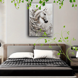 White Horse Wooden Framed Canvas Painting C - 60*90cm (24in*36in) House Of Avana