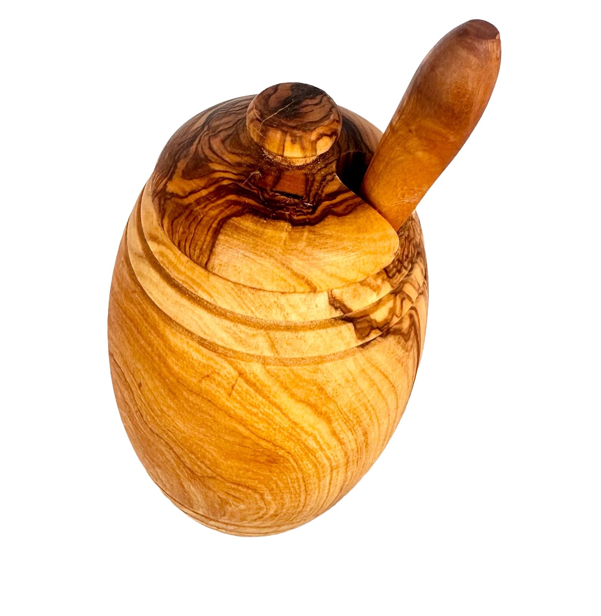 Olive Wood Honey Pot w/Honey Dipper Choixe