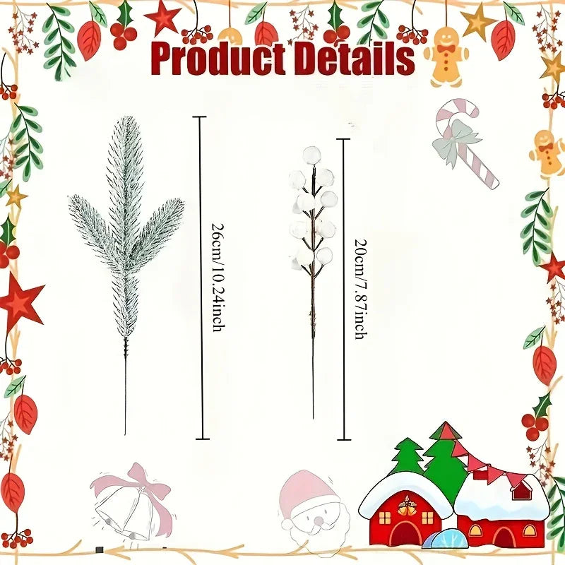 30pcs Winter White Frost Artificial Berries and Cedar Branches - Perfect Christmas Holiday Decor, Ideal for DIY Wreaths/Christmas Trees & Home/Outdoor Festive Arrangements (Halloween Thanksgiving), Christmas Tree Decorations, House Of Avana