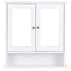 White Bathroom Wall Medicine Cabinet with Mirror and Open Shelf