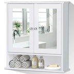White Bathroom Wall Medicine Cabinet with Mirror and Open Shelf