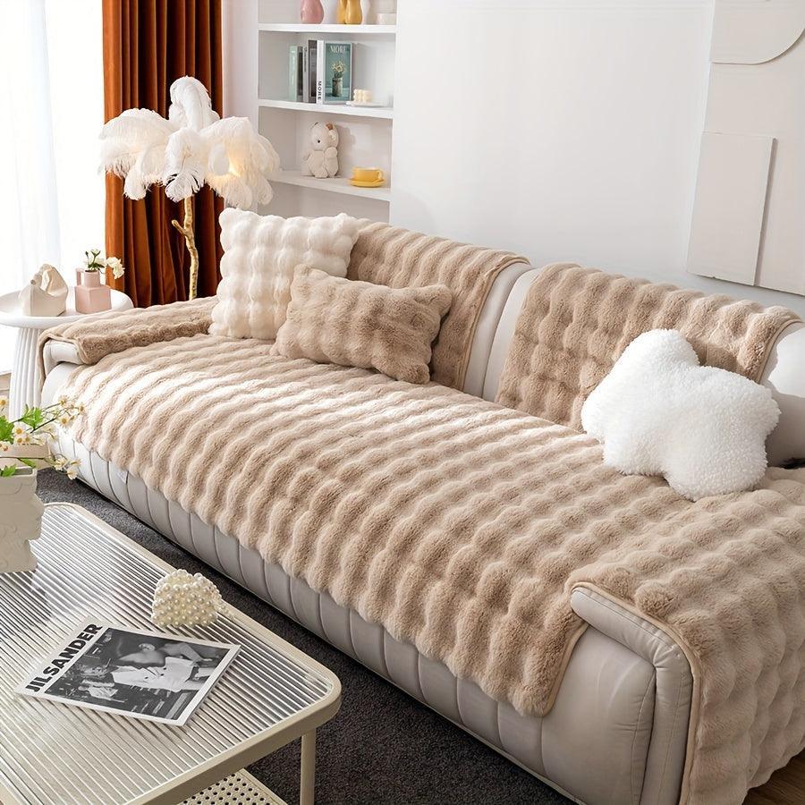 White Couch Slipcovers - Winter Warm Plush Soft Sofa Cover topspet