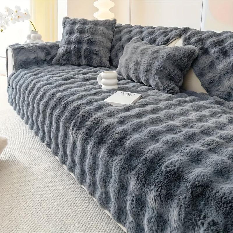 White Couch Slipcovers - Winter Warm Plush Soft Sofa Cover topspet