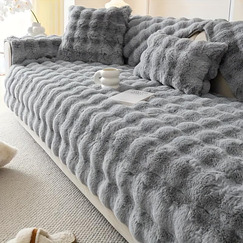 White Couch Slipcovers - Winter Warm Plush Soft Sofa Cover topspet