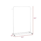White Modern Garment Rack Clothes Hanging Rod with Lockable Wheels