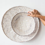 White Washed Handwoven Wall Basket, angled view - House Of Avana