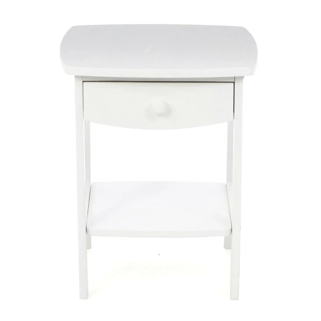 White Wood Contemporary 1-Drawer Bedside Table Nightstand