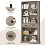 Fultru 71.8" Tall White Bookshelf with Drawers & 5-tier Adjustable Shelves - Heavy-duty Modern Bookcase... - House Of Avana [[SKU:HOA-BOK-008]]