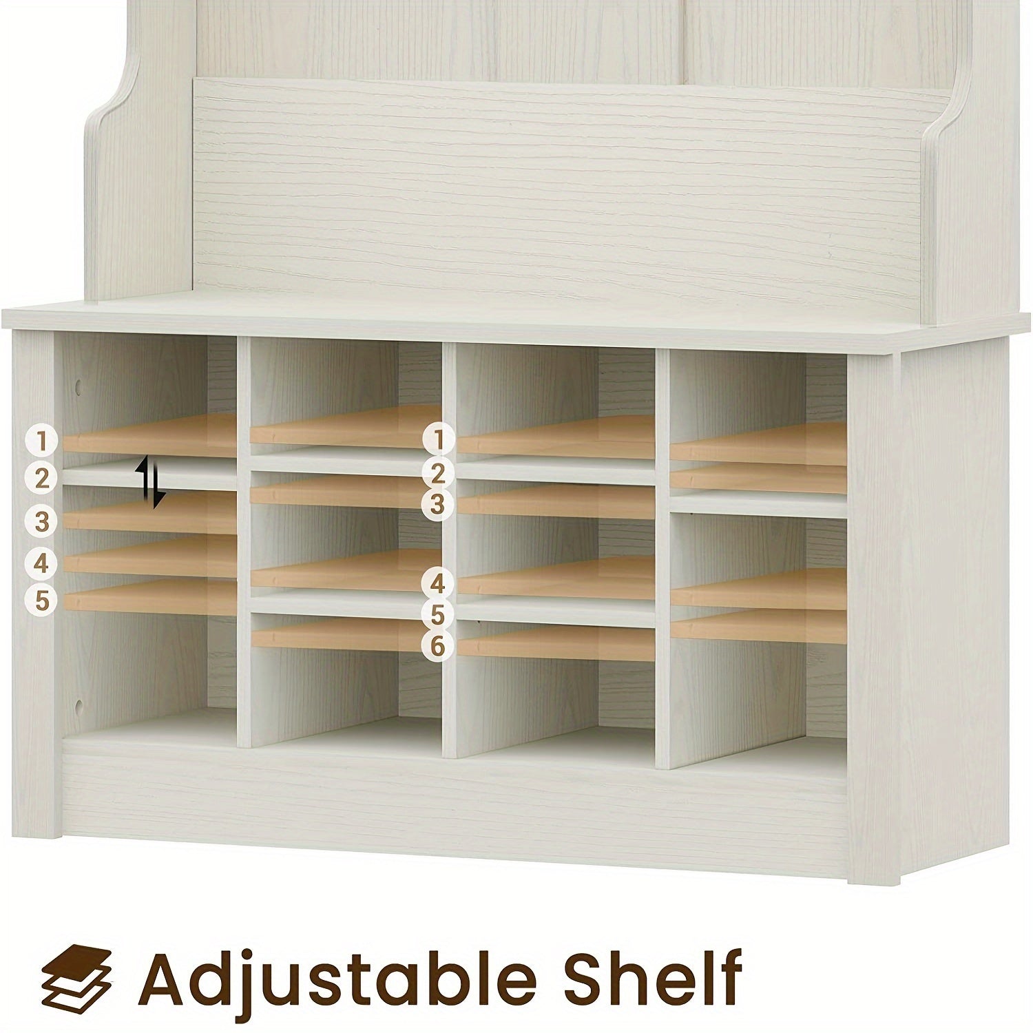 4-in-1 White Entryway Hall Tree with Bench & Storage - House of Avana