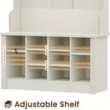 4-in-1 White Entryway Hall Tree with Bench & Storage - House of Avana