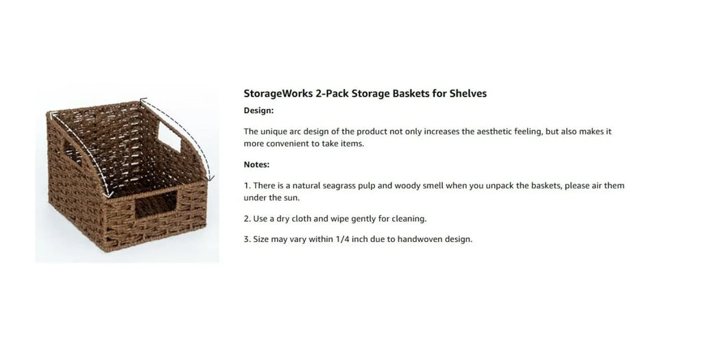 [2 Pack Wicker Storage Baskets] 2 Pack Wicker Storage Baskets for Organizing | Pantry Organizers and Storage, Shelf Baskets for Pantry Shelves House Of Avana