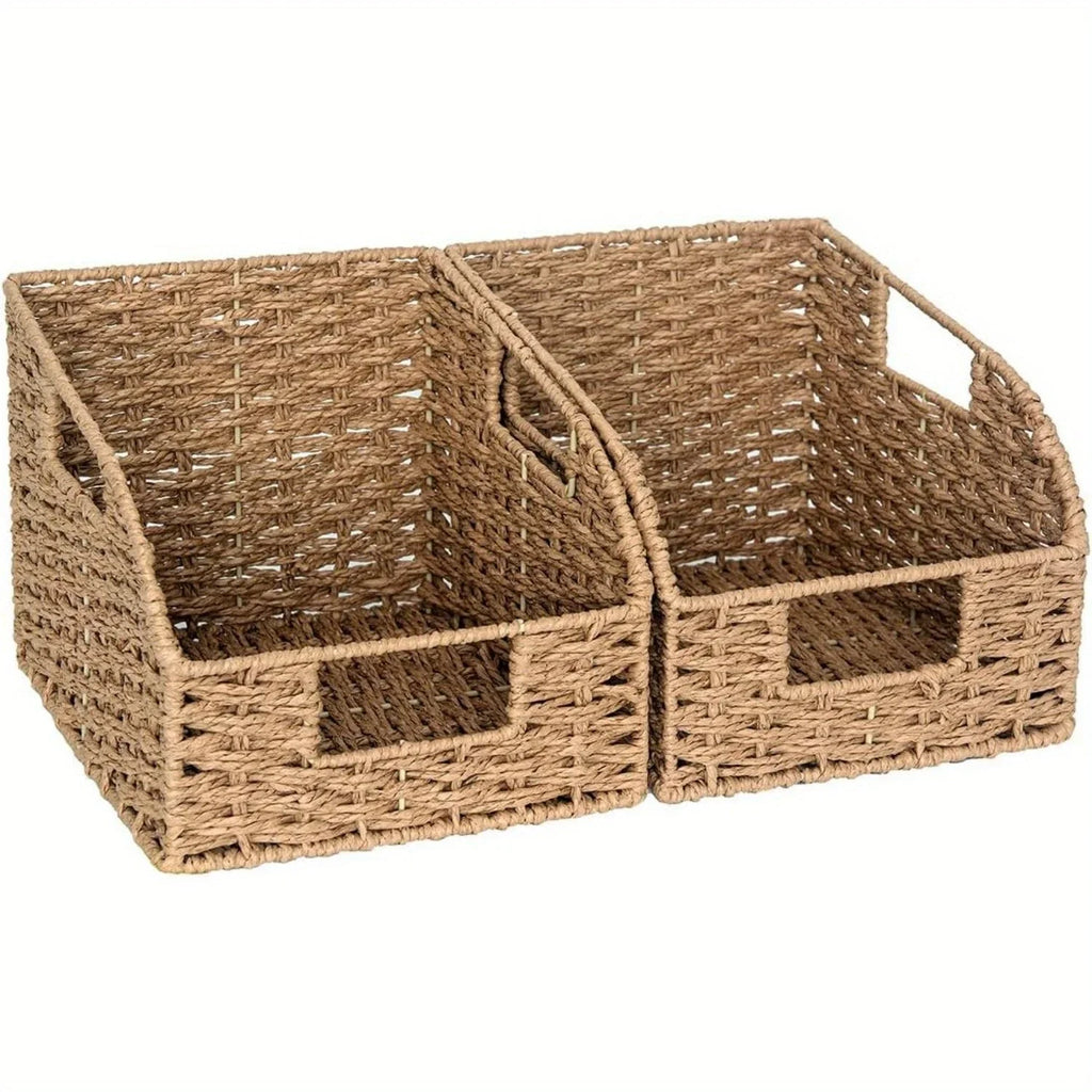 [2 Pack Wicker Storage Baskets] 2 Pack Wicker Storage Baskets for Organizing | Pantry Organizers and Storage, Shelf Baskets for Pantry Shelves House Of Avana