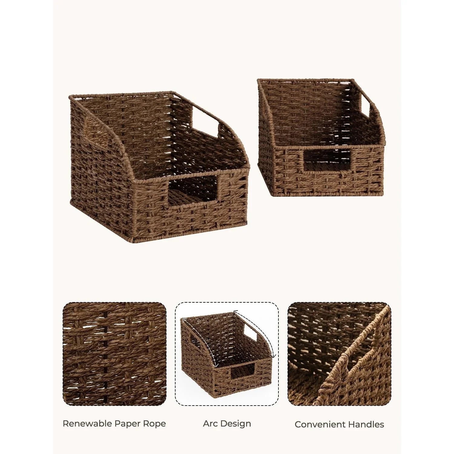 [2 Pack Wicker Storage Baskets] 2 Pack Wicker Storage Baskets for Organizing | Pantry Organizers and Storage, Shelf Baskets for Pantry Shelves House Of Avana
